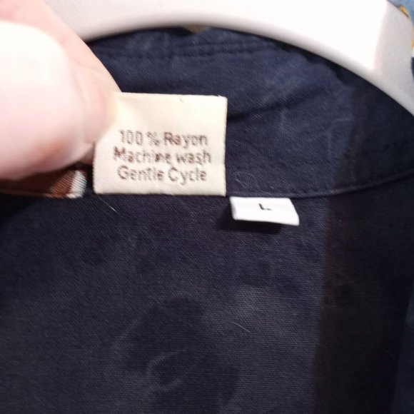 Hawaiian Shirt Island Man Whimsical Blue Abstract Geometric L - Picture 10 of 13